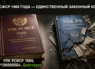 УПК РСФСР 1960 ГОДА — ЕДИНСТВЕННЫЙ ЗАКОННЫЙ КОДЕКС УПК РСФСР 1960 года (регистрация Р196000004) — действующий закон, УПК РФ ничтожен