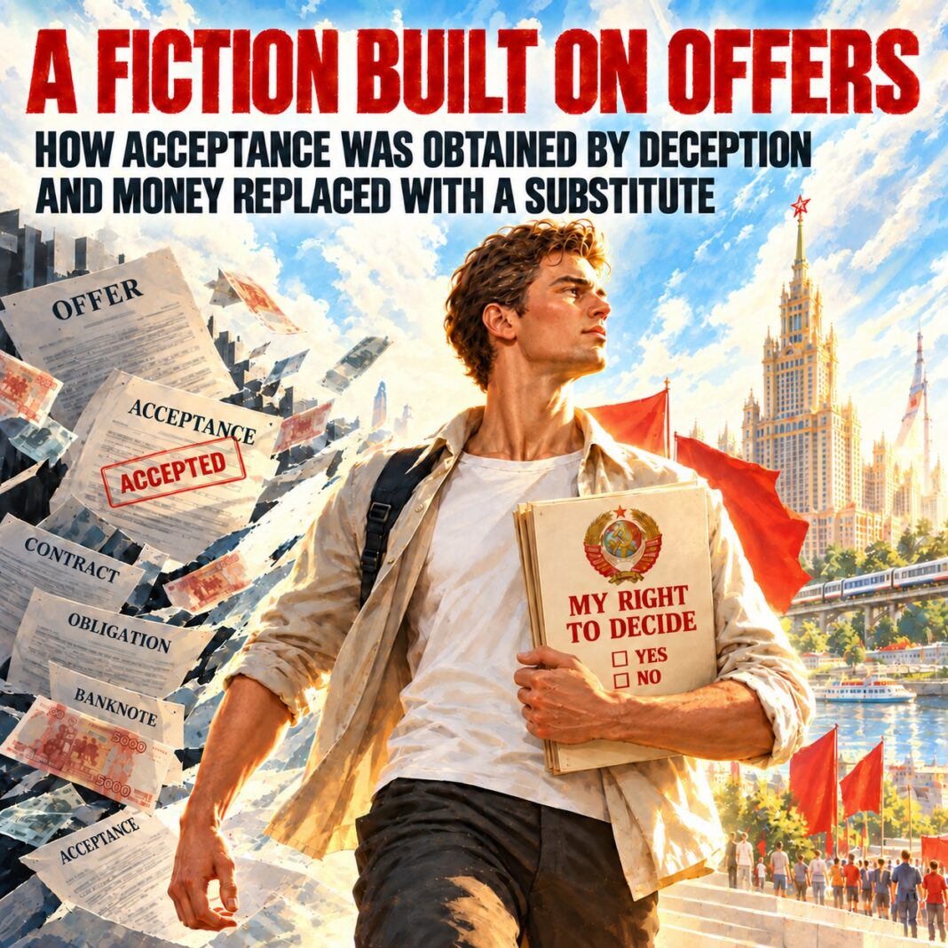 A FICTION BUILT ON OFFERS: HOW ACCEPTANCE WAS OBTAINED BY DECEPTION AND MONEY REPLACED WITH A SUBSTITUTE