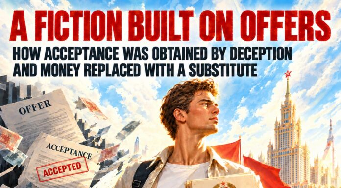 A FICTION BUILT ON OFFERS: HOW ACCEPTANCE WAS OBTAINED BY DECEPTION AND MONEY REPLACED WITH A SUBSTITUTE A FICTION BUILT ON OFFERS: HOW ACCEPTANCE WAS OBTAINED BY DECEPTION AND MONEY REPLACED WITH A SUBSTITUTE